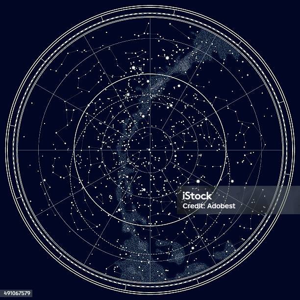 Astronomico Celestial Mappa Dellemisfero Settentrionale - Immagini vettoriali stock e altre immagini di Carta astronomica