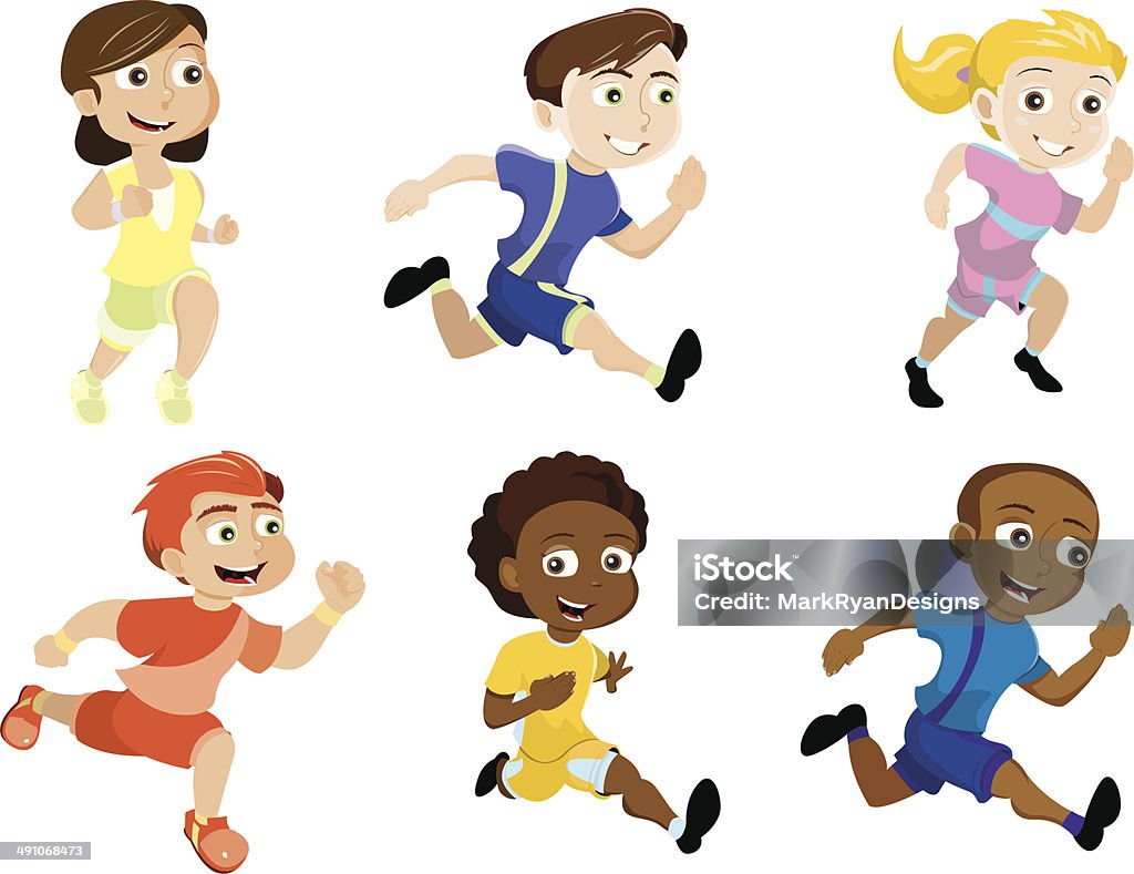 Running Kids Stock Illustration - Download Image Now - Running, Child, Track  Event - iStock