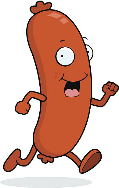 Sausage Running Stock Illustration - Download Image Now - Hot Dog