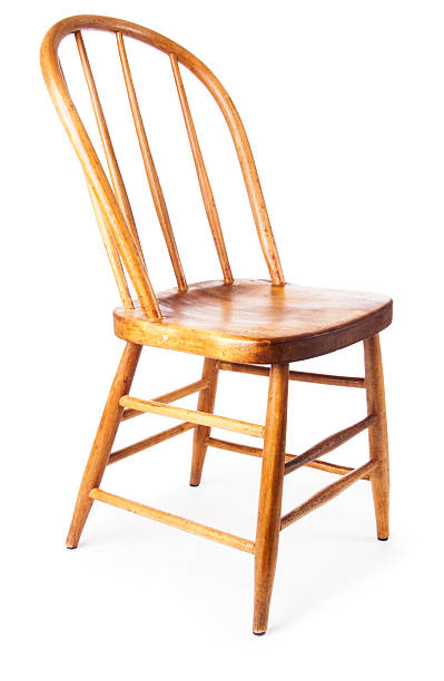 istock Old, Rustic Wooden Chair, Three-Quarter Angle View, White Background 491068837