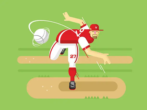 Vector illustration of Baseball player cartoon character