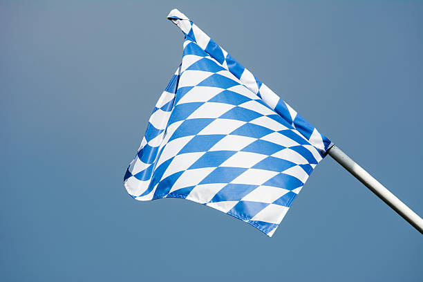 Blue and white bavarian flag blowing in the wind