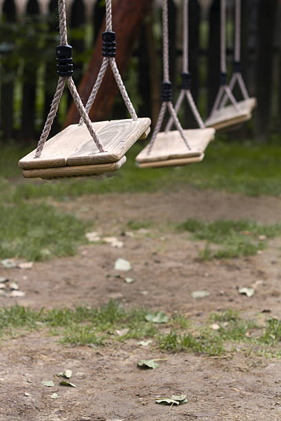 istock Empty children swings in the park 491073078