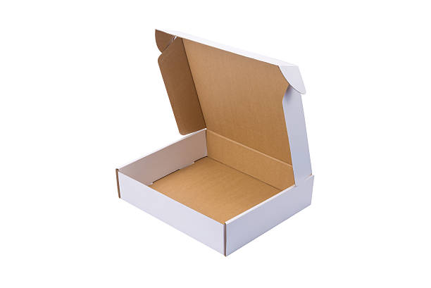 ホワイト段ボール箱や紙ボックスで分離白背景 - packer ストックフォトと画像