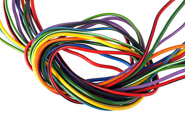 Close up photo of multicoloured wire stock photo