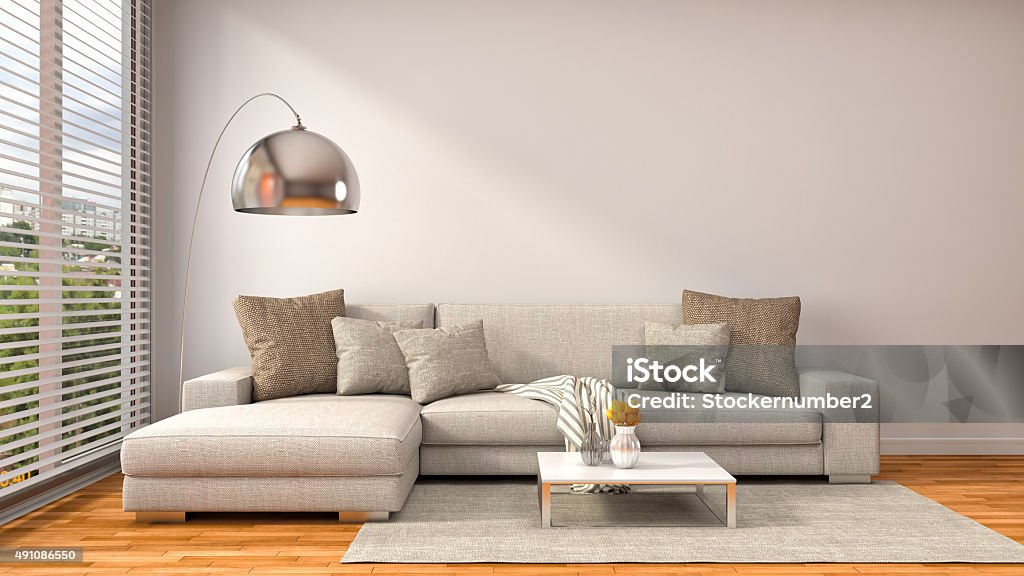 interior with brown sofa. 3d illustration 2015 Stock Photo