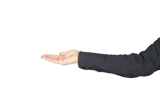 istock women holding and empty hand up 491087128