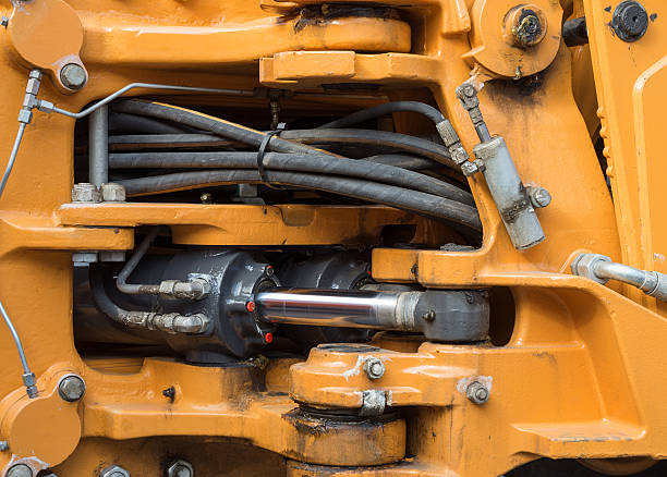 istock Detail of hydraulic bulldozer piston 491087704