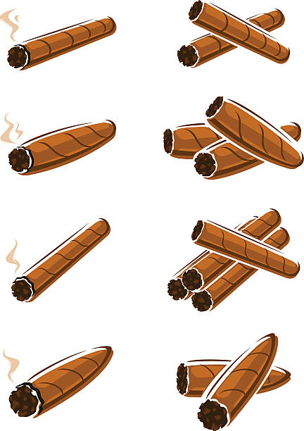 Cigars set. Vector Collection cigars set, edit size and color, on white background, vector harm stock illustrations