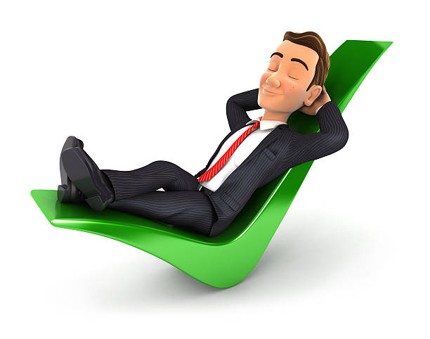 istock 3d businessman relaxed on a check mark 491088706