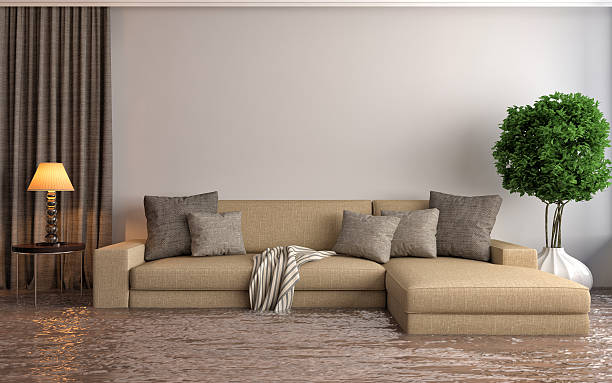 istock modern interior with sofa under the water. 3d illustration 491089496