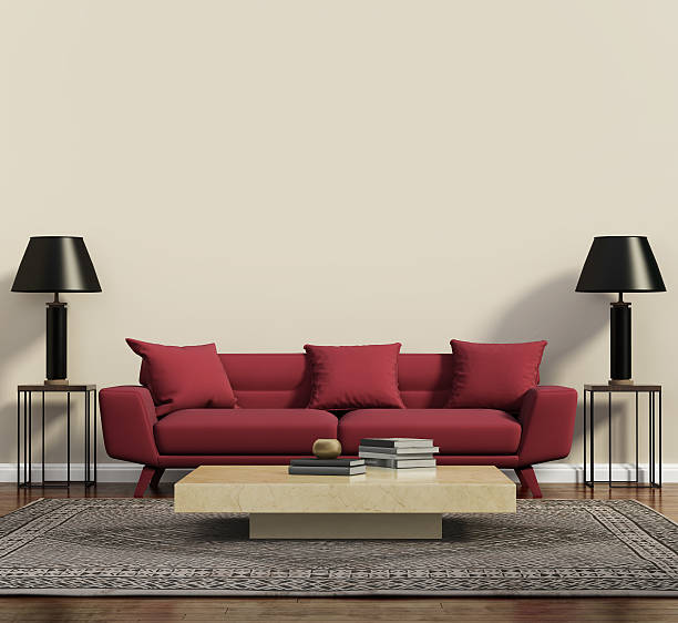 istock Red sofa in a modern contemporary living room 491089754