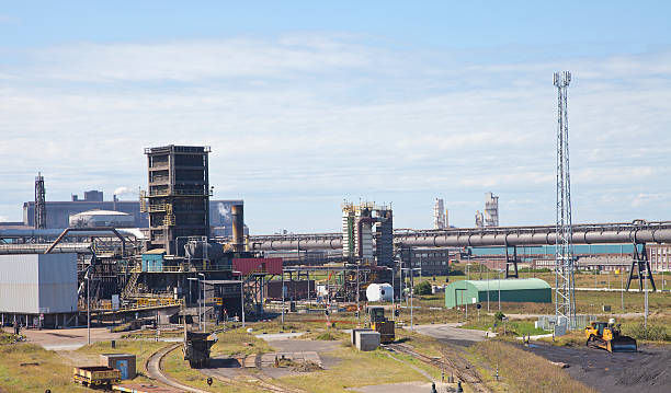 istock View at steel factory with blue sky 491089892