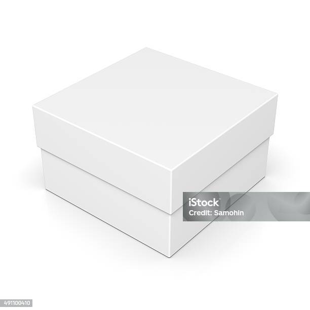Closed Paper Square Box On White Stock Photo - Download Image Now - Box - Container, Square - Composition, Square Shape