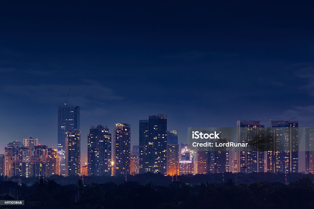 Bonifacio Global City skyline at night Night view of the commercial and residential district of Bonifacio Global City skyline in Taguig, Metro Manila, Philippines. Night Stock Photo