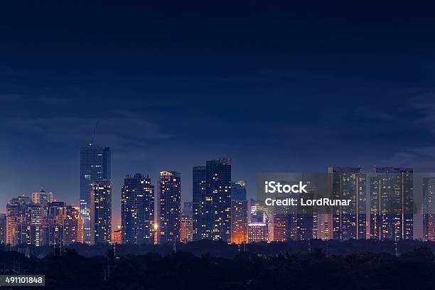 Bonifacio Global City Skyline At Night Stock Photo - Download Image Now - Night, City, Urban Skyline