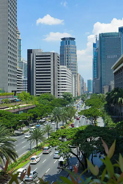 Photo of Ayala Avenue through Makati financial district
