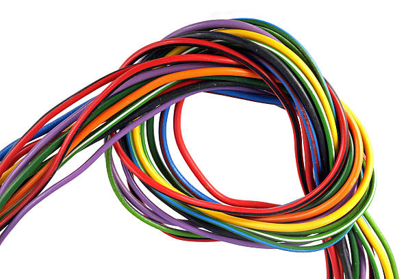 Close up photo of multicoloured wire stock photo