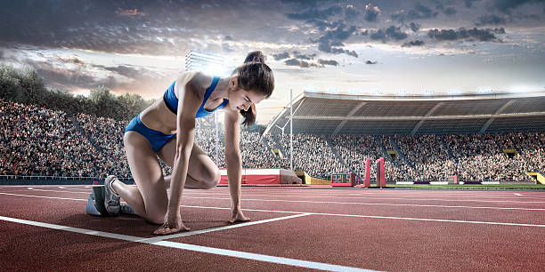 istock Female athlete prepares to run 491104918