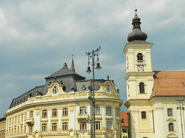 istock Sibiu town hall and city center 491115018