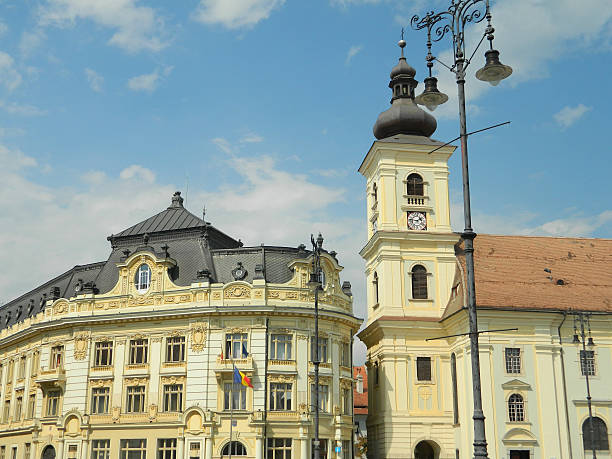istock Sibiu town hall and city center 491115094