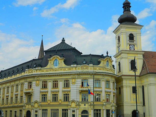 istock Sibiu town hall and city center 491115186