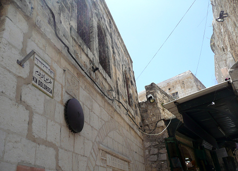 Via Dolorosa Road Signs in Jerusalem.