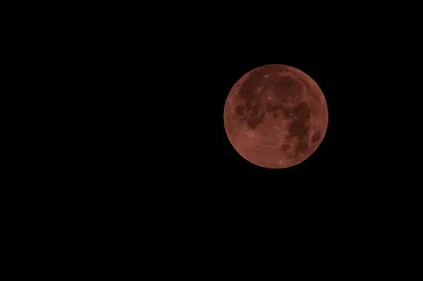 Florence, Italy - September 2015 - Blood Red Moon during Lunar eclipse. Italy, 2015
