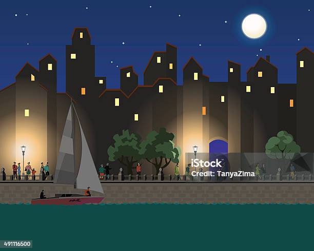 Guay In The City At Evening Cartoon Style Urban City Background Stock Illustration - Download Image Now