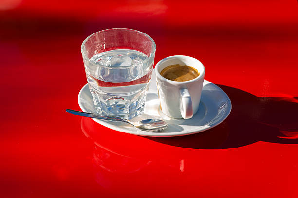 Coffee and water glass stock photo