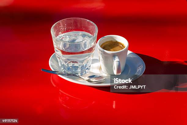 Coffee And Water Glass Stock Photo - Download Image Now - 2015, Bar - Drink Establishment, Brown