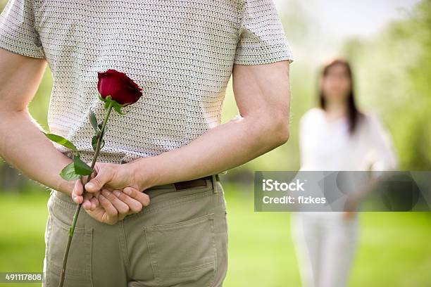 Dating Concept Stock Photo - Download Image Now - Rear View, Rose - Flower, Adult