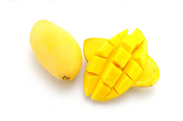 Photo of Yellow mango place on white background