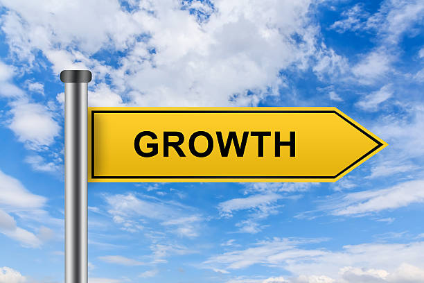 istock yellow road sign with growth words 491119430