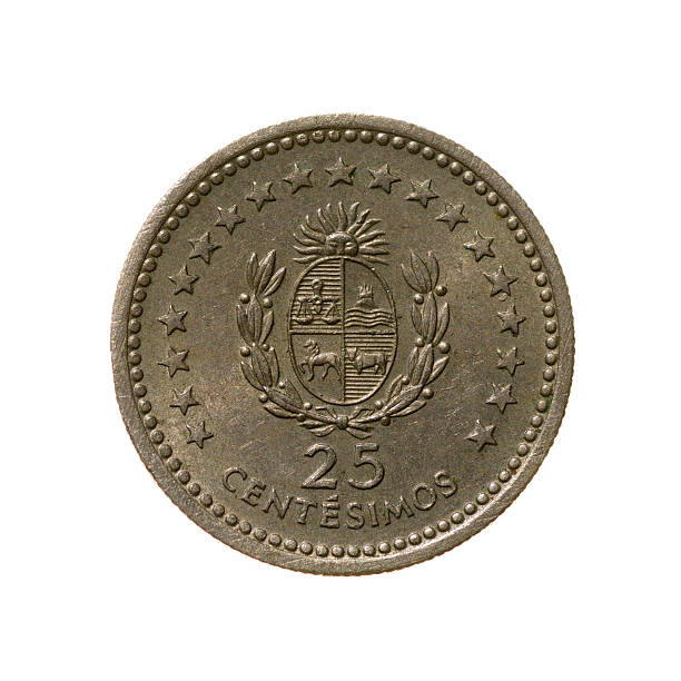 istock Twenty-five coin Centesimo Uruguay isolated on a white backgrou 491119662