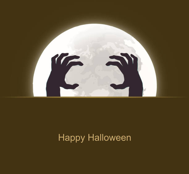 istock Halloween background, poster with zombie dead man's arms from th 491119890