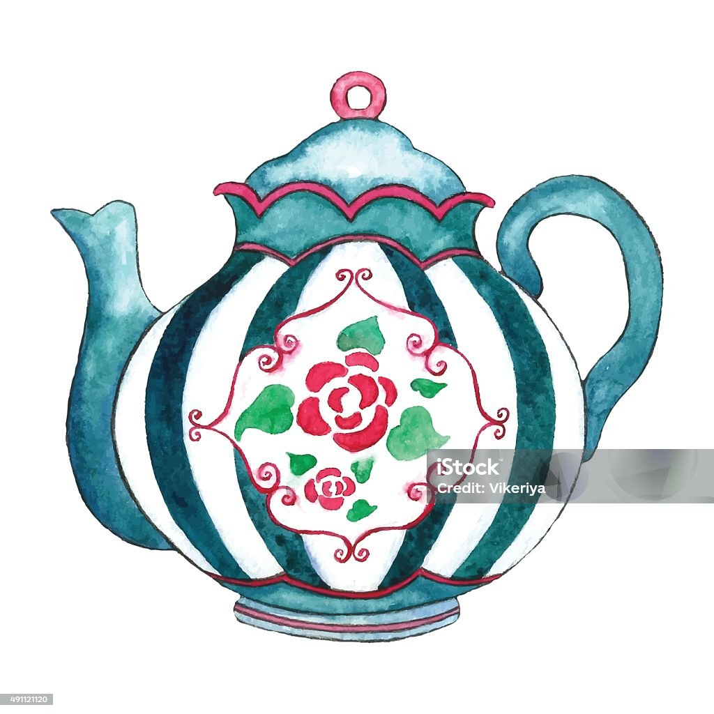 Watercolor Teapot Stock Illustration - Download Image Now - Tea Party,  Watercolor Paints, Afternoon Tea - iStock