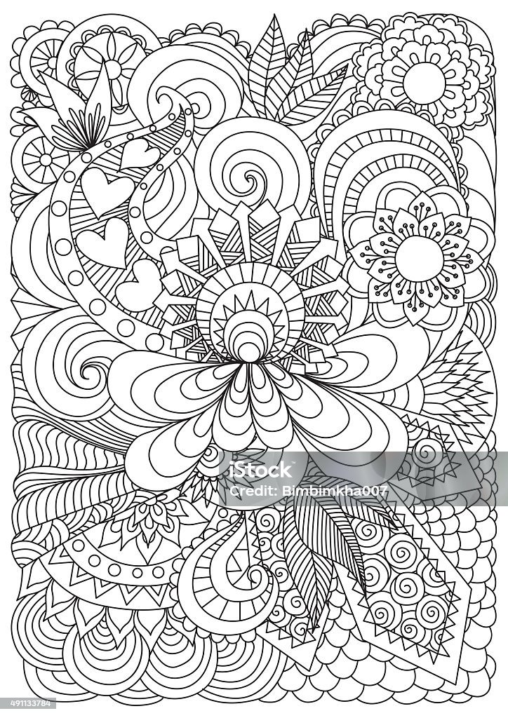 Pattern for coloring book Detailed abstract flowers background for coloring page for adult 2015 stock vector