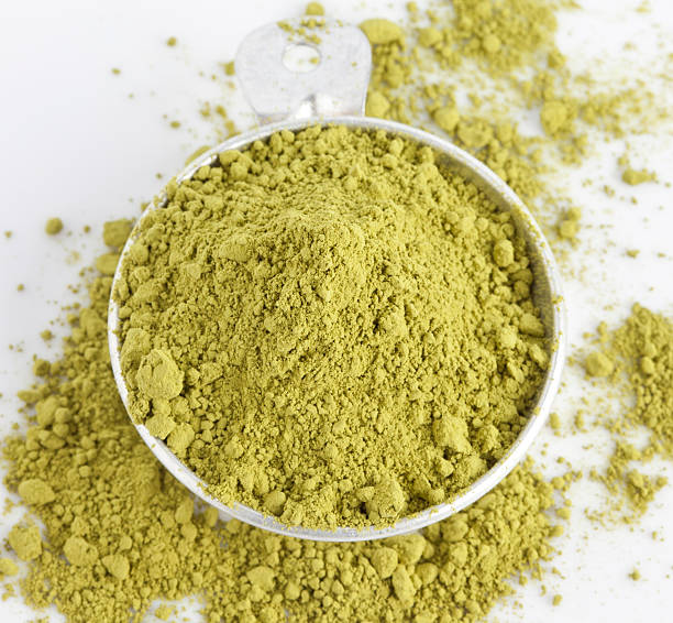 istock green tea powder on measuring spoon 491138084