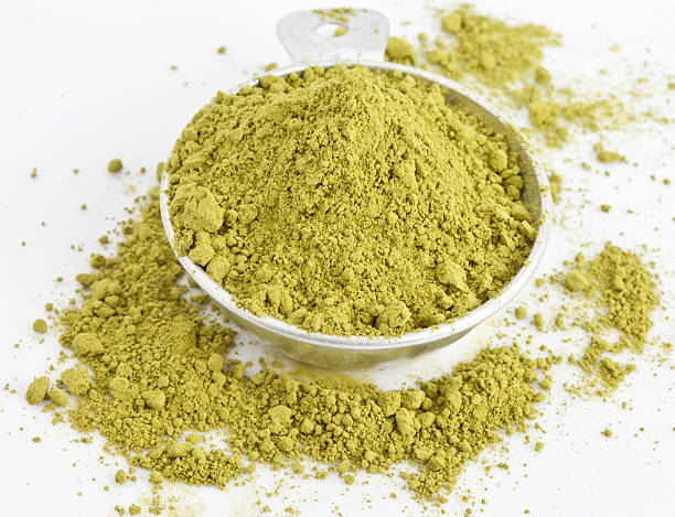 istock green tea powder on measuring spoon 491138254