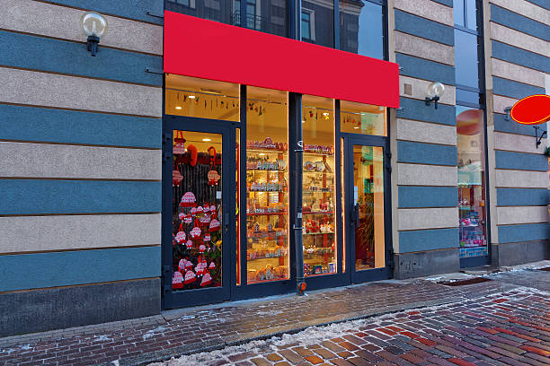 Christmas gift shop windows in Old Town of Riga, Latvia