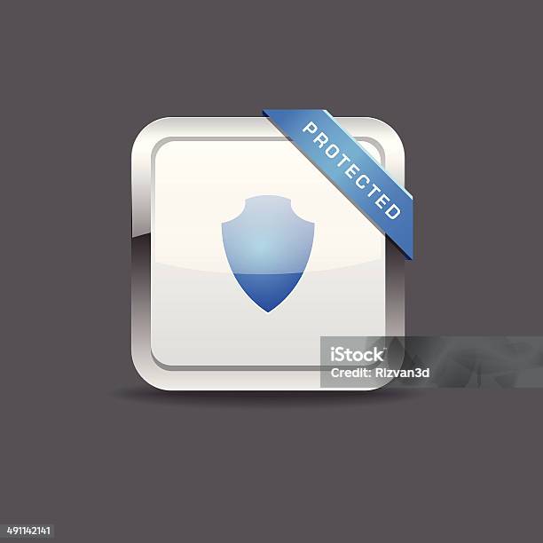 Protected Round Vector Icon Button Stock Illustration - Download Image Now - Accessibility, Chrome, Circle