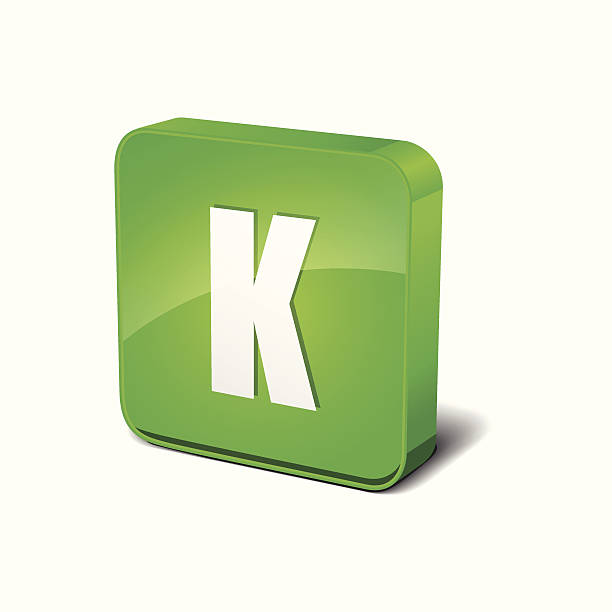 k buchstabe 3d abgerundete ecken grünen vektor icon-button - letter k alphabet three dimensional shape green stock-grafiken, -clipart, -cartoons und -symbole