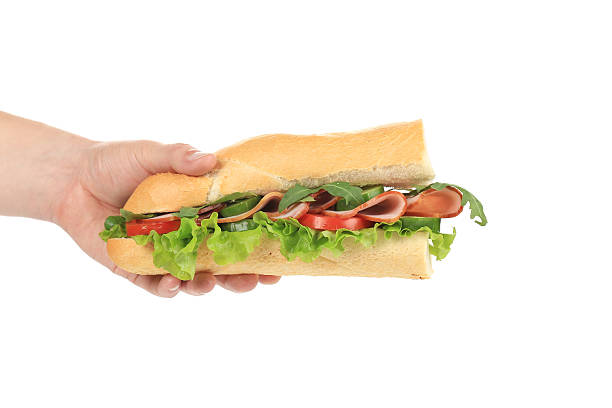 istock Big fresh sandwich in hands. 491146011