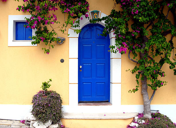 istock Beautiful bougainvillea clad doorway, Greece 491146183