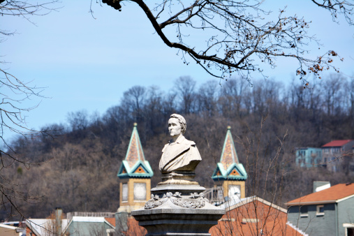 A historic statute in Cincinnati's city park. Washington Park.