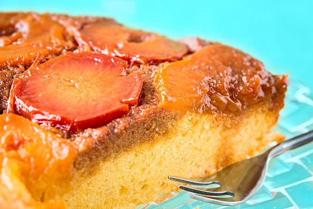 Homemade upside-down plum cake