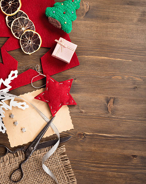 istock Handmade holiday decorations and vintage scissors 491148704