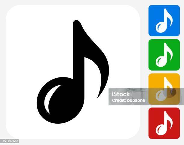 Music Note Icon Flat Graphic Design Stock Illustration - Download Image Now - Musical Note, 2015, Art