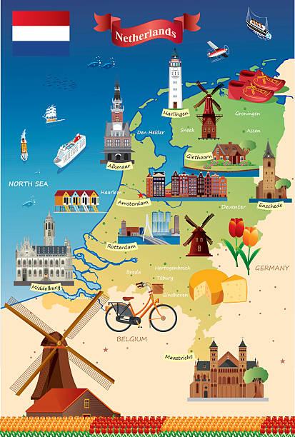 stockillustraties, clipart, cartoons en iconen met cartoon map of netherland - maastricht